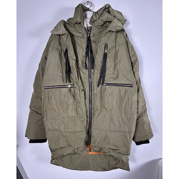 Orolay Women's Thickened Down Jacket Large Hooded Zip-Up Green Outdoor Packable - Picture 1 of 10